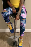 Pink Denim Street Print Hole Tie Dye Pattern Plus Size 