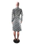 Silver cardigan serpentine Print Print Long Sleeve Coats & Cardigan