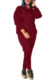 Purple Casual Solid Patchwork Hooded Collar Long Sleeve Two Pieces