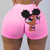 Orange Elastic Fly Low Print Straight shorts Bottoms