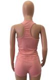 Black knit Sexy Patchwork Two Piece Suits Solid Straight Sleeveless Two-Piece Short Set