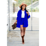 Red Street Solid Buttons Turndown Collar Long Sleeve Regular Sleeve Two Pieces