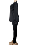 Red Lightly cooked Solid Two Piece Suits pencil Long Sleeve Two-piece Pants Set