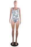 Black backless Print Patchwork Sexy Fashion One-Piece Swimwear
