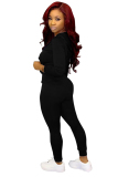 Army Green Fashion adult Active Casual Lightly cooked Zippered Two Piece Suits pencil Long Sleeve