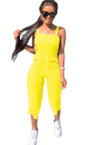 rose red Casual Striped zipper Sleeveless Slip Rompers