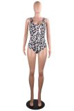 Black backless Print Patchwork Sexy Fashion One-Piece Swimwear