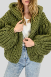 Caramel Casual Cardigan Hooded Handmade Knitted Cardigan Sweater