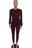 As Show Casual Beading Solid Two Piece Suits Patchwork pencil Long Sleeve Two-piece Pants Set