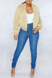 Wine Red O Neck Solid Pure Long Sleeve Coats & Cardigan