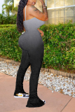 Black Sexy Draped Split Blend Sleeveless Slip Jumpsuits