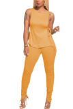 Light Gray Fashion Casual adult Ma'am Patchwork Solid Two Piece Suits pencil Sleeveless Two Pieces