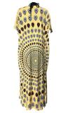 Yellow Geometric Asymmetrical Print Fashion Sexy Bikinis Set