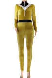 Red Sexy Solid Patchwork Long Sleeve O Neck Jumpsuits
