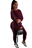 As Show Casual Beading Solid Two Piece Suits Patchwork pencil Long Sleeve Two-piece Pants Set