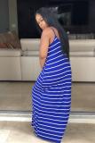 Red Sexy Fashion Spaghetti Strap Sleeveless Slip Step Skirt Ankle-Length Striped Solid Casual
