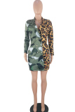 Yellow Notched Patchwork Print Print Long Sleeve Suit jacket