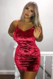 purple Fashion adult Sexy Spaghetti Strap Sleeveless V Neck Step Skirt Mini hollow out Solid Patc