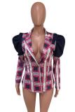 multicolor Notched Print bow-knot Slim fit Patchwork Button Stringy selvedge Print Long Sleeve Suit jac