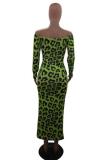 Blue Fashion adult Sexy Cap Sleeve Long Sleeves One word collar Step Skirt Mid-Calf bandage Leo