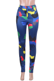 Red Button Fly Mid Patchwork camouflage Print pencil Pants Pants