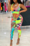 Orange Fashion Casual Print zipper Sleeveless O Neck Jumpsuits