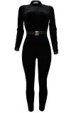 Black Green Sexy Solid Long Sleeve O Neck 