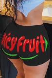 Blue Elastic Fly Low Print Straight shorts Bottoms