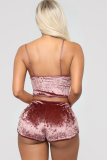 purple Sexy Solid Two Piece Suits Straight Sleeveless