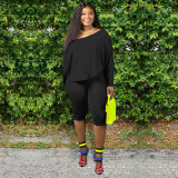 Pink Active O Neck Print Solid Plus Size
