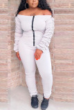 Black Casual Fiber Solid Fold Bateau Neck Skinny Jumpsuits