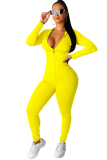 Fluorescent green Sexy Solid Patchwork Straight Long Sleeve