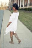 Orange adult Fashion Sexy One Shoulder Long Sleeves one shoulder collar Swagger Mid-Calf Print Ch