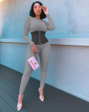 tangerine Street Patchwork Bandage Patchwork O Neck Skinny Jumpsuits