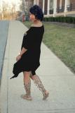 Orange adult Fashion Sexy One Shoulder Long Sleeves one shoulder collar Swagger Mid-Calf Print Ch