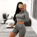 Black Fashion Active Solid Two Piece Suits pencil Long Sleeve Two Pieces