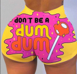 Yellow Sexy Straight Sports Letter Print Character Sports