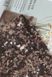 Gold adult Fashion Sexy Spaghetti Strap Sleeveless Slip Step Skirt skirt Sequin Solid Club Dre