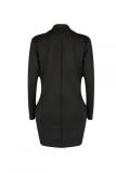 Black Fashion adult Casual Cap Sleeve Long Sleeves Notched Step Skirt Mini fastener Pocket Patch
