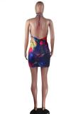 Multi-color Fashion Sexy Off The Shoulder Sleeveless Halter Neck Sheath Mini hollow out asymmetrical b