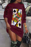 White Casual Daily Print O Neck Long Sleeve Mini Pencil Skirt Dresses