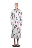 White Street Print Pleated skirt Long Sleeve