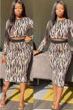 Black and white Sexy Two Piece Suits Patchwork Striped Hip skirt Long Sleeve Two-Piece Dress