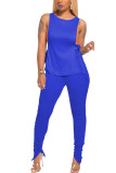 Light Gray Fashion Casual adult Ma'am Patchwork Solid Two Piece Suits pencil Sleeveless Two Pieces