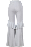 purple Elastic Fly Mid Sequin Solid Loose Pants