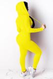 Fluorescent green Sexy Solid Patchwork Straight Long Sleeve