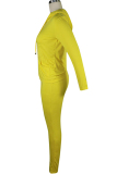 Fluorescent green Sexy Solid Patchwork Straight Long Sleeve
