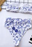Fluorescent green Nylon Patchwork Print Two Piece Suits adult Fashion Sexy Bikinis Set