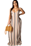 Black Yellow Casual Off The Shoulder Sleeveless Slip Swagger Floor-Length Print Patchwork