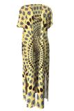 Yellow Geometric Asymmetrical Print Fashion Sexy Bikinis Set